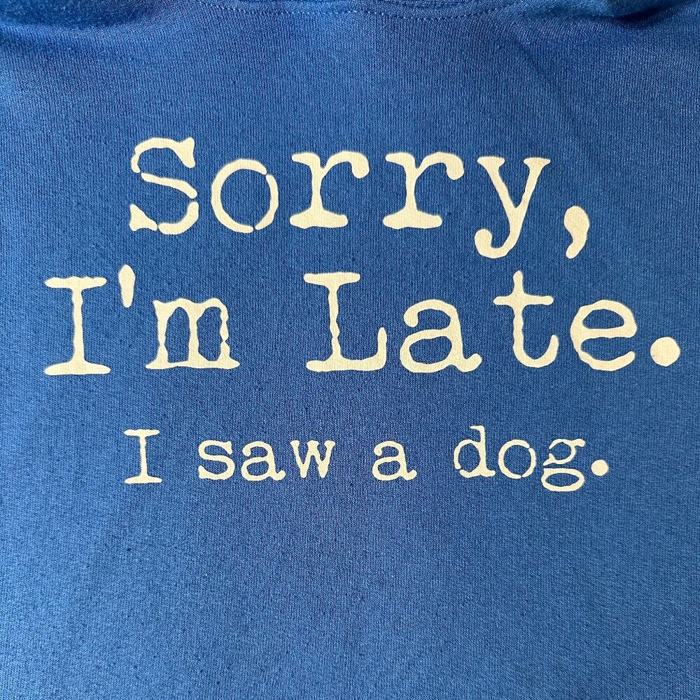 Sorry I'm Late. I Saw A Dog Hoodie, Youth Size XL